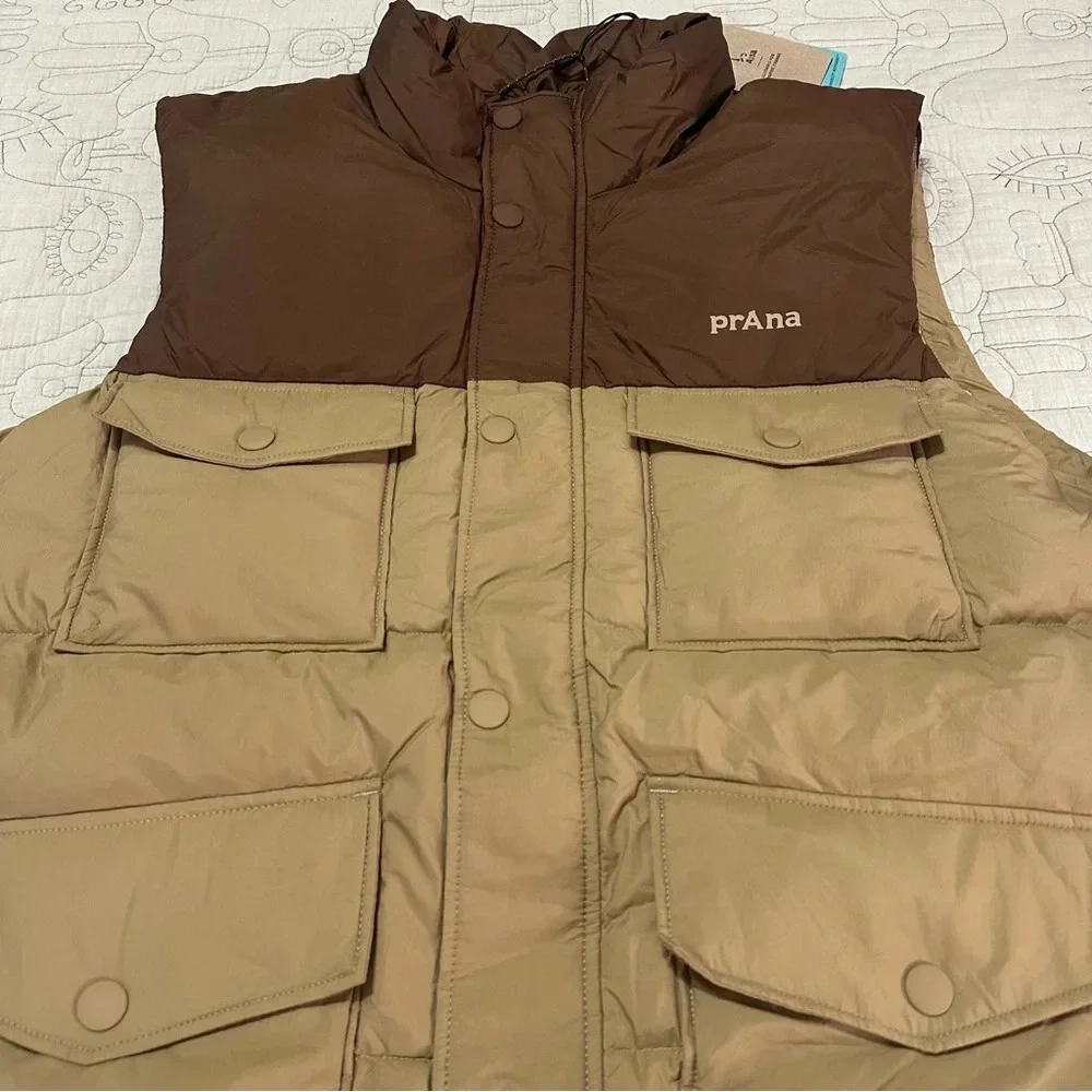 NWT Men’s Prana Timber Trail Vest Shire Colorblock Duck Down/Feather Fill